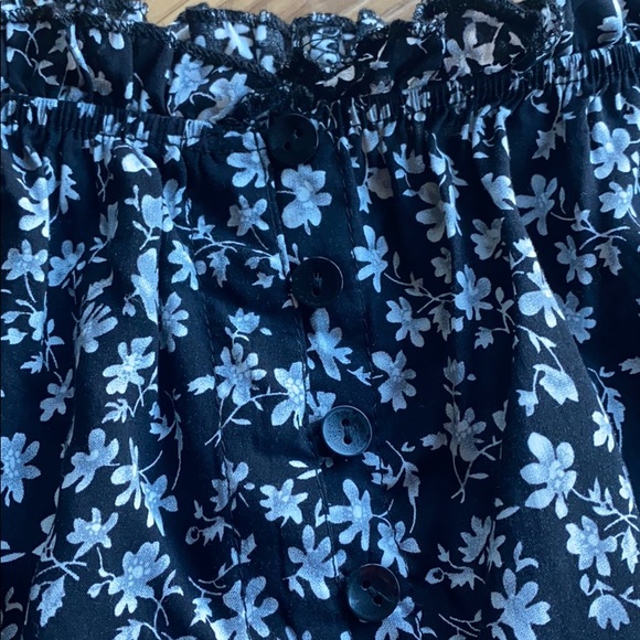 Seek The Label Floral Frill Trim Bardot Crop Top - Picture 3 of 5